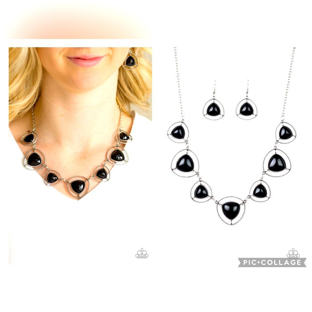 Make A Point Black And Silver Necklace Set